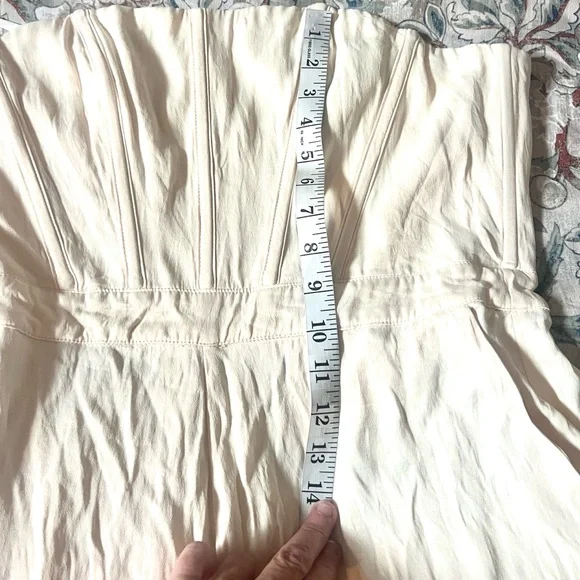 NBD Larkin Jumpsuit Ivory Strapless Corseted w/Pocket, Jumpsuit Elastic,Size L - Picture 10 of 12